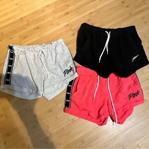 PINK Victoria's Secret Women's Shorts - Gray, Black, and Pink, 3 pair size small